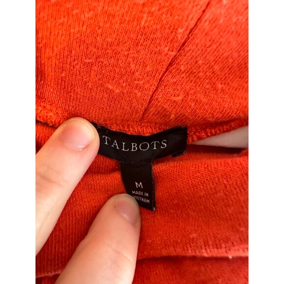 Talbots Roll Neck Pullover Fleece Cotton Blend Orange Cozy Warm Sweater Medium - Picture 5 of 6